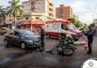 Motociclista é socorrido após acidente entre carro e moto em Rondonópolis