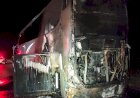 Ônibus pega fogo na BR-158 em Nova Xavantina e 31 passageiros escapam ilesos