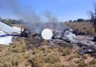 Avião cai, pega fogo e deixa três vítimas em fazenda de Água Boa