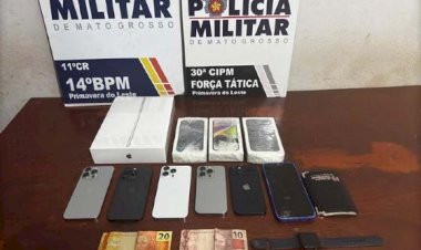 PM prende dupla por roubo a loja de produtos eletrônicos em Primavera do Leste