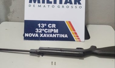 Homem é preso pela PM por descumprimento de medida protetiva, ameaça e porte ilegal de arma em Nova Xavantina