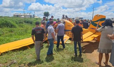 Avião agrícola cai em perímetro urbano de Primavera do Leste e mobiliza equipes de resgate