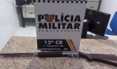 Polícia Militar de Campinápolis apreende suspeito e arma após mulher dar entrada em hospital com ferimentos de tiros