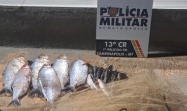 PM apreende mais de 10 kg de pescado durante patrulhamento rural em Campinápolis