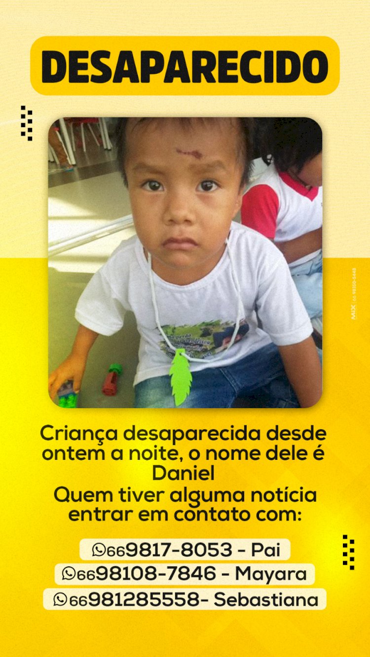 Criança indígena de 3 anos está desaparecida em Campinápolis