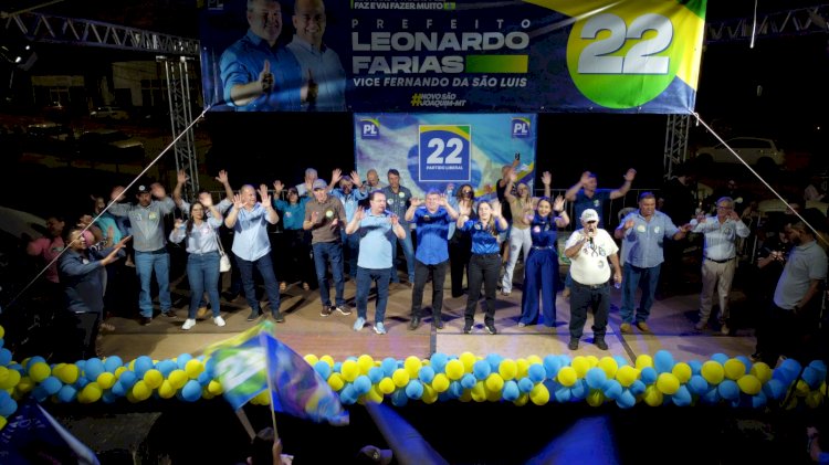 Comício de Leonardo Farias em Novo São Joaquim reúne grande multidão e reforça apoio de lideranças políticas