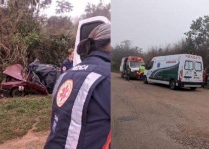 Carro sai da pista em curva, bate em barranco e casal morre