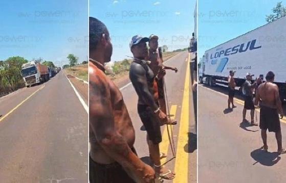 Indígenas bloqueiam BR-158 e cobram pedágio irregular de motoristas