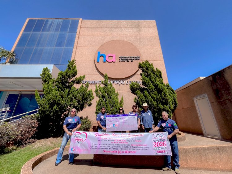 Comitiva de Novo São Joaquim entrega mais de R$ 305 mil ao Hospital de Amor e participa de encontro de coordenadores em Barretos (SP); vídeo