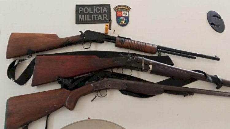PM prende suspeito de furto e abate de gado e apreende três armas de fogo em distrito no Araguaia