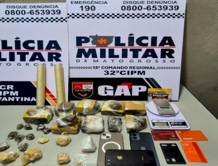 GAP apreende mais de 2 quilos de drogas e detém três suspeitos em Nova Xavantina