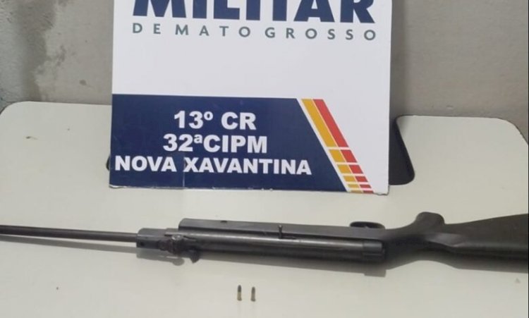 Homem é preso pela PM por descumprimento de medida protetiva, ameaça e porte ilegal de arma em Nova Xavantina