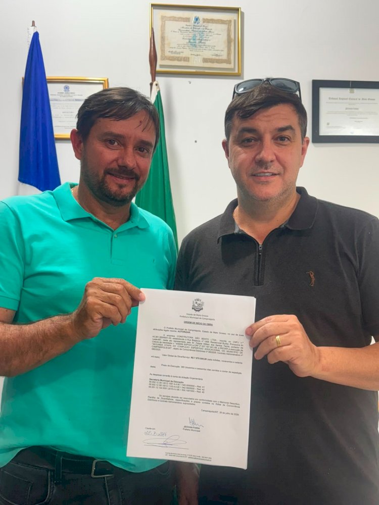 Prefeitura assina ordem de serviço para segunda etapa do Complexo Esportivo de Campinápolis